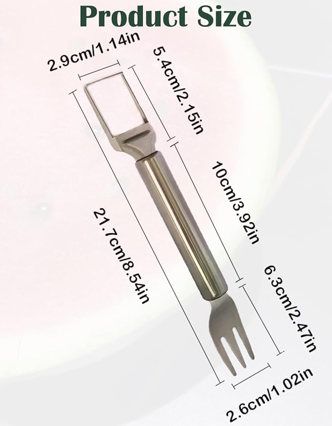 2-in-1 Stainless Steel Watermelon Fork Slicer, Portable Fruit Cutter Knife for Quick Melon Cubes, Kitchen Gadget for Summer Party, Picnic & Camping, Silver (1 Pack)