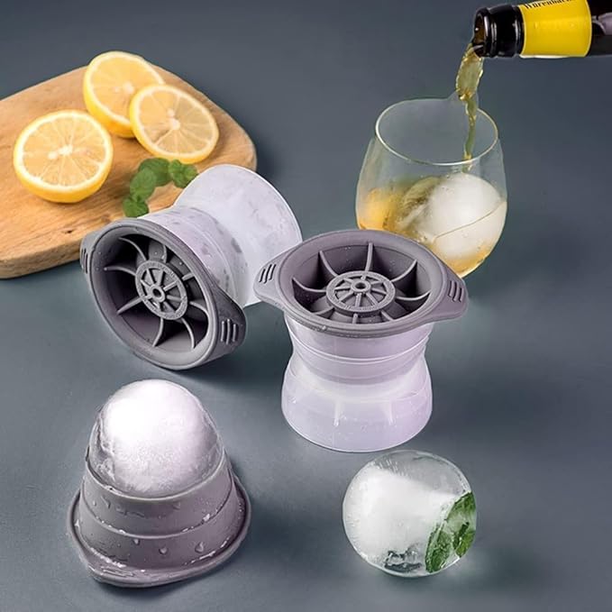 4PCS Small Sphere Ice Mold - Makes about 5CM (1.96") Crystal Clear Ice Balls,Silicone Reusable Ice Cube Trays for Whiskey, Bourbon, Cocktails & Home Bars