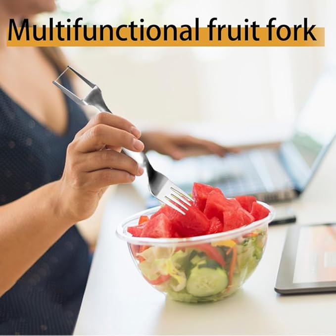 Watermelon Fork Slicer Cutter, Stainless Steel 2-in-1, Portable Watermelon Fork Watermelon Cutter Slicer Tool Fruit Forks Slicer for Home Party Camping Kitchen Gadget