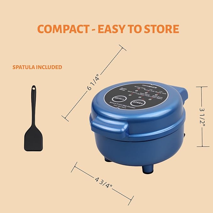 Hyvance Smart Fried Egg Cooker, Automatic Fried Egg Maker for 6 Features like Sunny Side Up, Over Easy, Fully Cooked & More. Auto Power Off, Alarm, Round Shape, Non Stick Coating