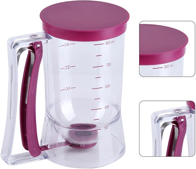 Pancake Batter Dispenser, Cupcake Batter Dispenser Biscuit Separator with Measuring Label Kitchen Baking Tool for Cupcakes, Waffles, Muffin Mix, Cake or Any Baked Goods