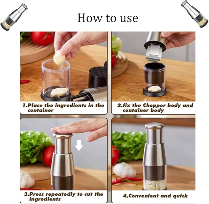 1PCS manual garlic press ,multifunctional manual chopper, stainless steel food dicer, garlic, pepper,pressing chopper