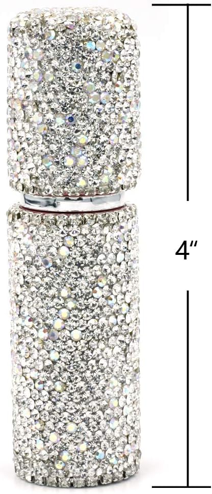 Rhinestone Empty Portable spray bottle, cosmetic Perfume spray bottle spray essential oil bottle glass perfume bottle 10ML (Silver)