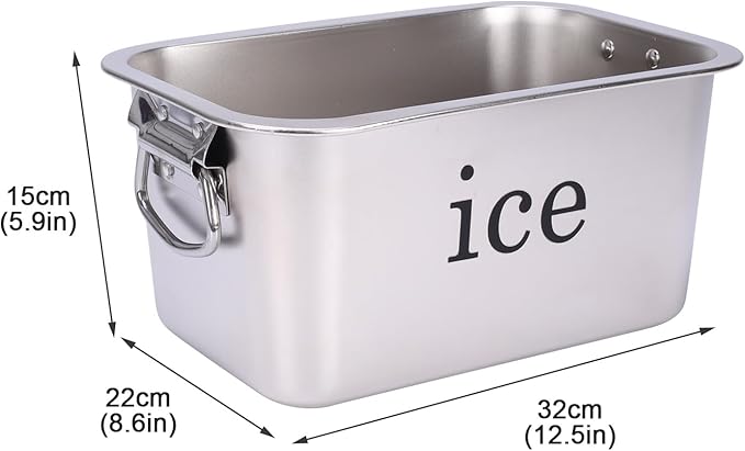 12L Ice Bucket for Freezer,Stainless Steel Ice Cube Bin with Handle,Large Capacity Ice Container Champagne Bucket Carry Drink Storage Cooler,Halloween Ice Buckets for Parties