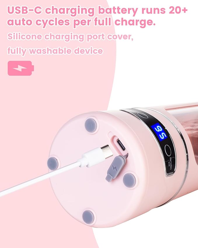 Personal Portable Blender - Smoothies & Shakes - 20Oz/600ml Large Capacity High Power Cordless Blender (Pink)