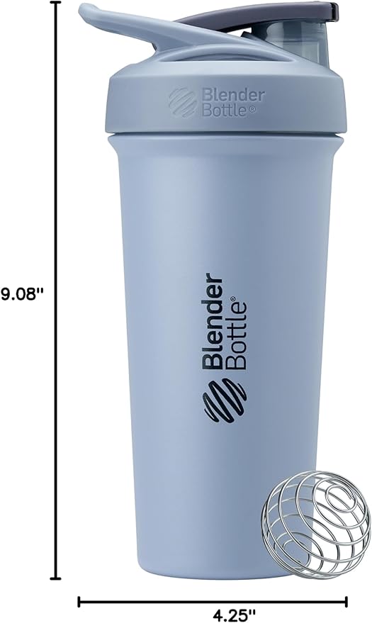 BlenderBottle Sport Sleek Insulated Stainless Steel Shaker Bottle with Wire Whisk, 25-Ounce, Dusty Blue – Protein Shakes & Hydration for Athletes & Fitness Enthusiasts, Easy Mixing, Slim Easy to Hold, Keeps Drinks Cold, Lockable Lid | Sleek, Insulated,...