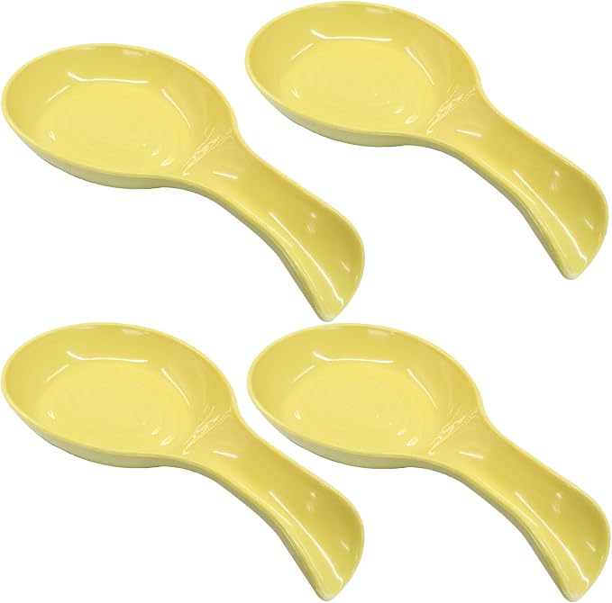 Yellow Plastic Spoon Rest Set, Serving Spoon holder for Stove Top, Kitchen Utensil Rack for Tongs, Spatulas(4Pcs)