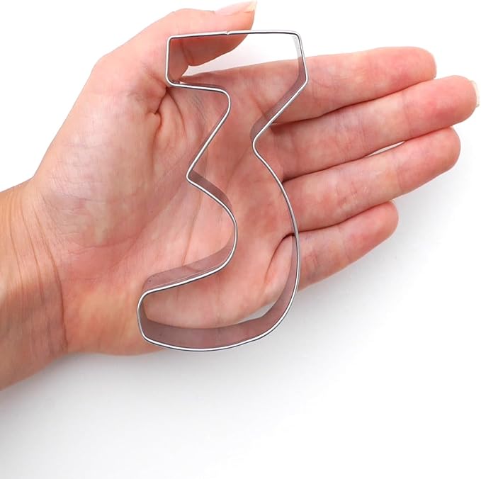 Number 3 Cookie Cutter – Sharp & Safe Stainless Steel Cooking Utensils – Ideal For Sandwiches, Pancakes, Fruits & Crafts – Dishwasher-Safe Bakery Supplies from Sweet Cookie Crumbs (3.5”T x 2.0”W)