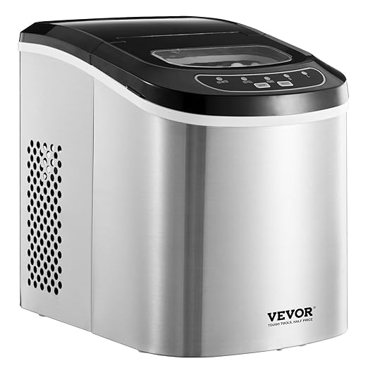 VEVOR Countertop Ice Maker, 9 Cubes Ready in 6 Mins, 33lbs in 24Hrs, Self-Cleaning Portable Ice Maker with Ice Scoop and Basket, Ice Machine with 2 Sizes Bullet Ice for Home Kitchen Office Bar Party