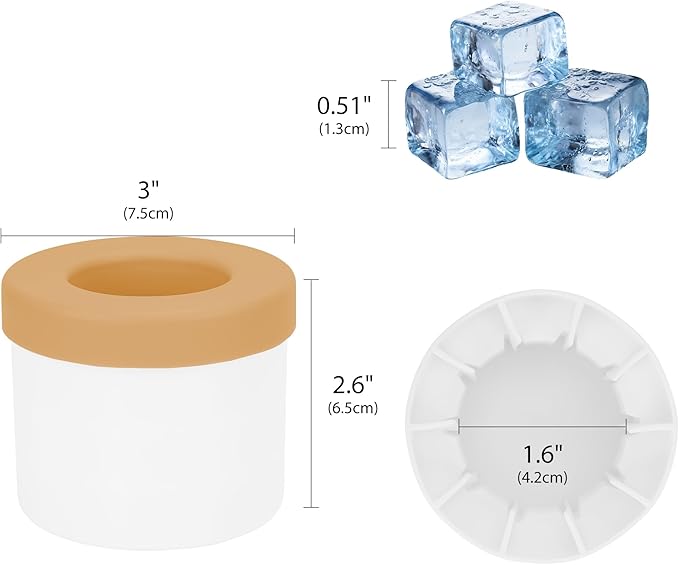 2 Pack Cylinder Silicone Ice Cube Molds, Easy-Release Ice Cube Trays for Cocktails, Whiskey, Coffee, Drinks, Portable Ice Bucket Maker Cup with Squeeze Design, 40 Pcs Ice Cubes Capacity (Yellow)