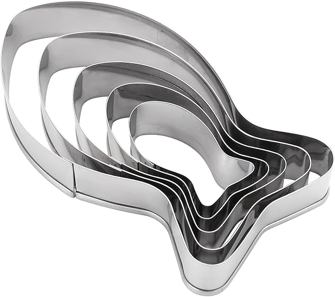 Fish Cookie Cutters Set of 5 ā Food Grade Stainless Steel Sandwich Cutters & Biscuit Molds for Kids, Cat Food Mold ā Sturdy for Cookies, Cake, Fruit ā Sizes 1.57" to 4.13"