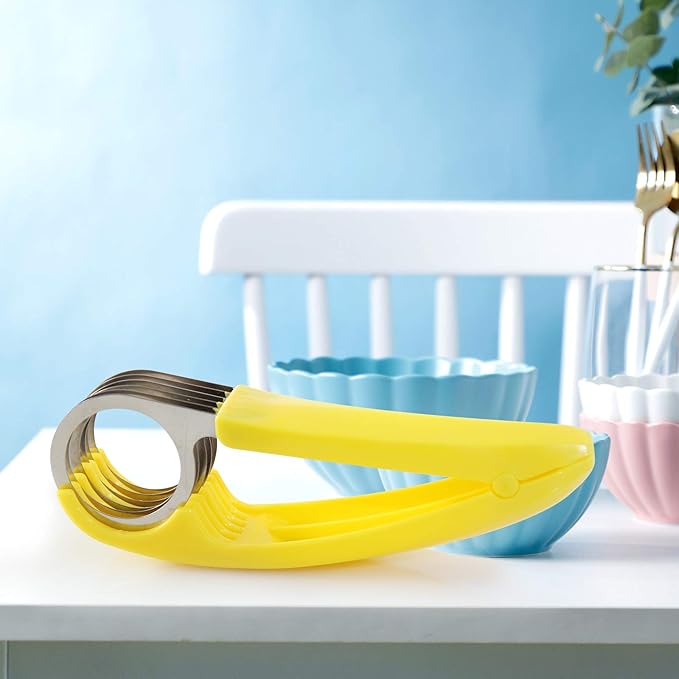 FireKylin Banana Slicer,ABS + Stainless Steel Fruit and Vegetable Salad Peeler Cutter Kitchen Tools For Banana,Strawberry,Grape(1 pcs)