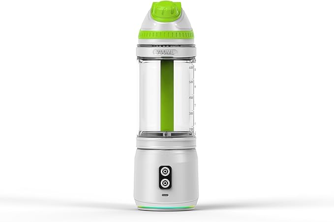Portable Blender, Anti-Jamming 300 Watt for Shakes and Smoothies, 24oz Travel Blender USB Rechargeable, BPA Free Sporty bottle with a Travel Lid. (White Base Green Lid)