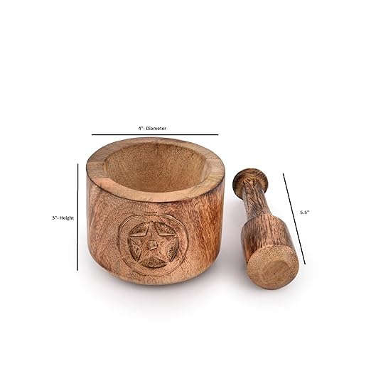 Kaizen Casa Wooden Mortar and Pestle Garlic Masher Hand Grinder Crusher Kitchen Gadgets