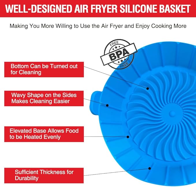 Small Air Fryer Silicone Liners for COSORI/Instant Pot/Chefman/Ninja/Dash/Bella/GoWise/COSMO Air Fryer 2QT 2.1QT 2.3QT 2.5QT, Reusable Pot Baking Tray Air Fryer Accessories, Better than Paper Liners