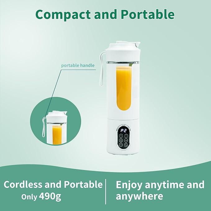 530ML Portable Blender,Mini Portable Electric USB Juicer,Small Personal Blender for Smoothies and Shakes,With Automatic Cleaning Function,Multi-Purpose and Easy To Use(white)