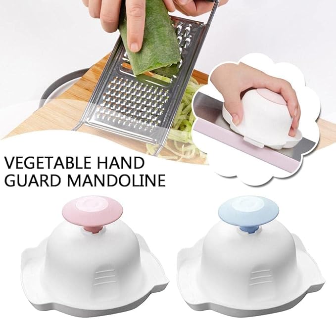 Blue Food Safety Holder for Mandolin or Grater, Finger Anti-Cut Protectors for Mandoline Slicer, Food Slicer Cutter Finger Guard