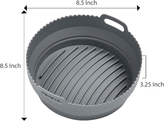 HIC Kitchen Collapsible Round Air Fryer Liners, European-Grade Silicone, Set of 2, Fits 5 to 7-Quart Air Fryer Baskets