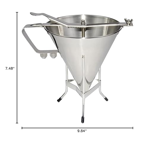 MYOYAY Commercial Stainless Steel Confectionery Funnel Dispenser, 1.8L Pancake Batter Dispenser with Stand and 3 Nozzles (1/4", 1/5", 1/6"), Great for Pancakes Chocolate Sauces Batter Pastry Work