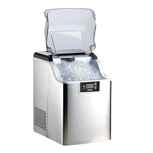 VEVOR Countertop Ice Maker, 44 lbs per Day, Self-Cleaning Portable Machine with Scoop, 4 lbs Ice-Storage Basket, Nugget Ice-Making Machine with Chewable ICES for Home, Kitchen, Office, Bar & Party