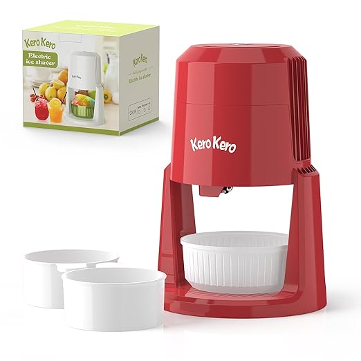Professional Shaved Ice Machine: RX03 Electric Snow Cone Maker & ICEE Machine for Home, 60W Power, 120V Universal Voltage, Create Fluffy Ice Snow Cones, Slushies and Frozen Treats-Red (Red)