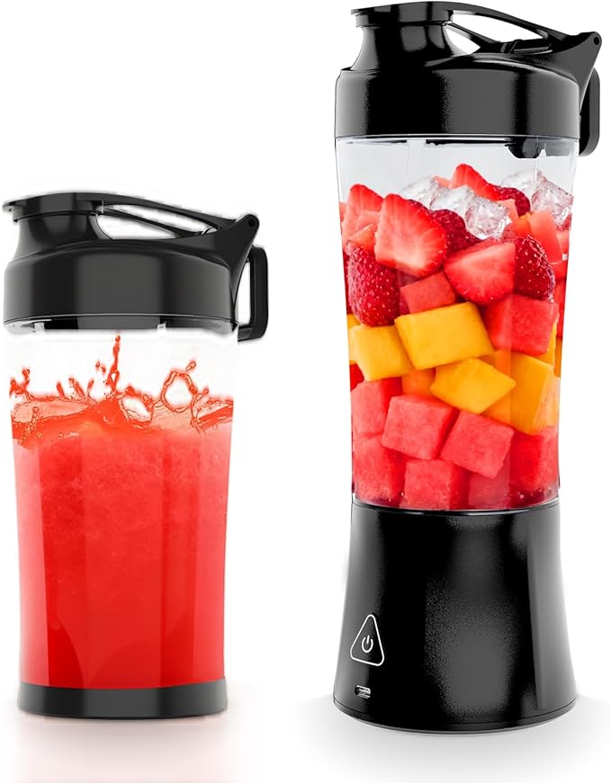 Portable Smoothie Blender,Cordless Blender Bottle Electric,24oz. Vessel,USB-C Rechargeable portable juicer, Electric Protein Shaker Bottles with Leakproof Lid, Ideal for Shakes and Frozen Drinks