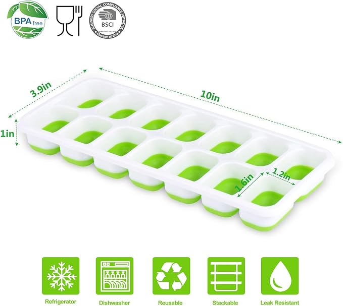 Ice Cube Tray 6 Packs, Silicone ice Cube Tray With Lid, Ice Cube Trays For Freezer, Easy-Release Food-Grade PP & Organic Silicone, Portable & Separable, Dishwasher Safe, Effortless Cleaning & Usage