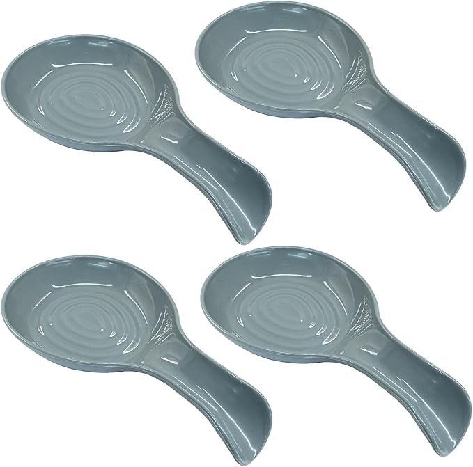 Gray Plastic Spoon Rest Set, Serving Spoon holder for Stove Top, Kitchen Utensil Rack for Tongs, Spatulas(4Pcs)