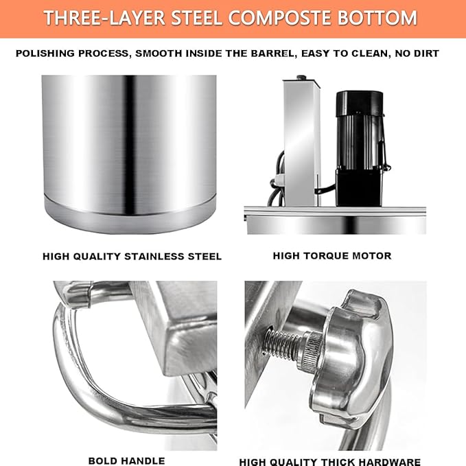 Commercial Food Mixer, 40L 80L Automatic Heating Mixer for Hot Pot Seasoning, Stainless Steel Electric Stirrer with Adjustable Speed for Soup and Sauce Preparation