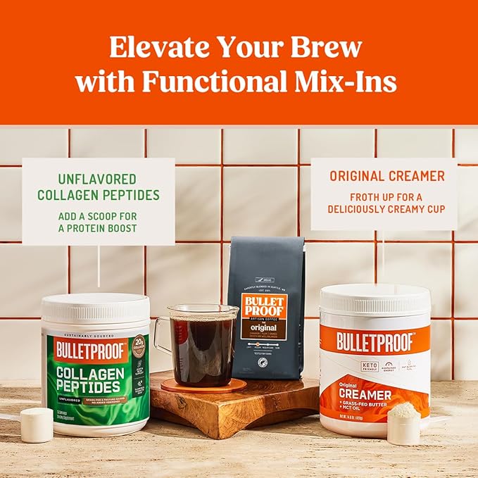 Bulletproof Original Medium Roast Ground Coffee, 100% Arabica Coffee, Tested for Toxins, Clean Coffee Sustainably Sourced, 12 Ounces (3 Pack)