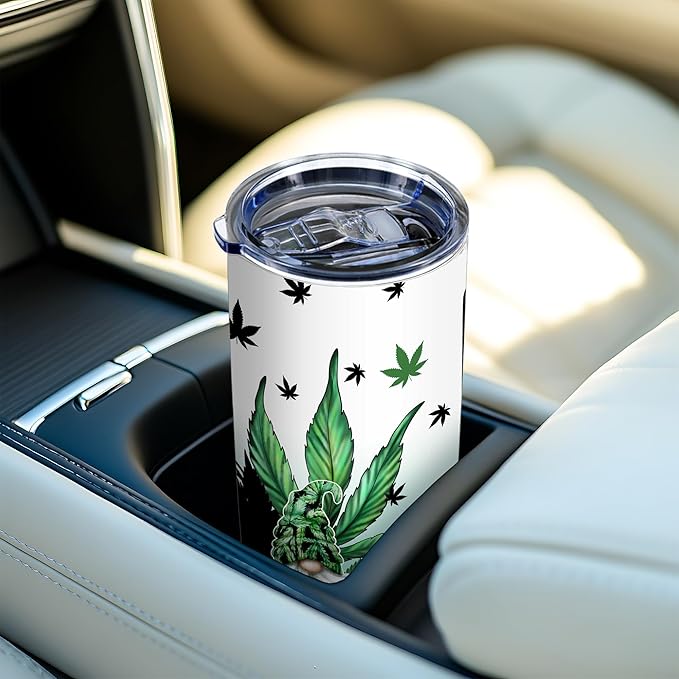 ATHAND Grow Your Own Happiness Tumbler, 20oz Insulated Stainless Steel Travel Coffee Mug with Lid, Funny Weed Marijuana Green Tumbler, Novelty Gift for Cannabis Lovers, Men & Women,1 Pcs