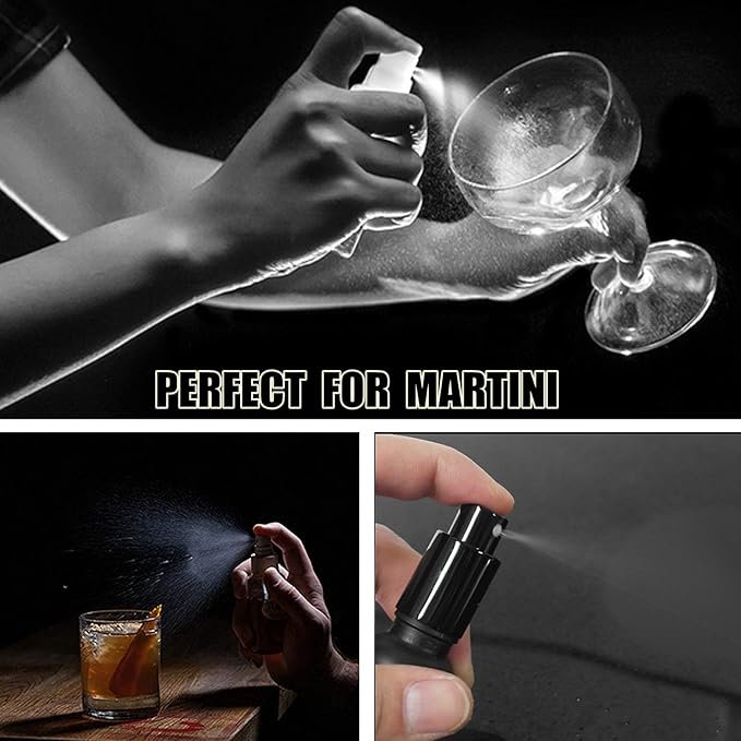 Shining Craft Cocktail Atomizer Sprayer - 1.7OZ / 50ml, Cocktail mister Vermouth Spritzer Bitters Spray Bottle for Cocktails Portable Perfume Refillable Sprayer, SC008 (Black)