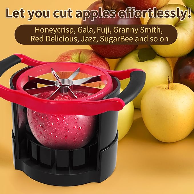 Newness 5.12 Inch Large Apple Slicer, Cut 8 Slices All the Way Through, HEAVY - DUTY Stainless Steel Apple Corer & Slicer for Fruits & Vegetables - Dishwasher Safe