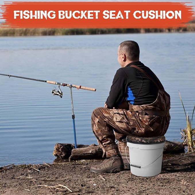 WarBull 5 Gallon Bucket Seat, 360-Degree Swivel Seat Foam Cushion Bucket Seat Lid with Waterproof Cover for Dove Duck Hunting, Fishing, Baseball, Gardening and Camping
