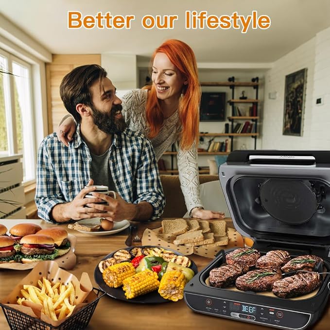 Air Fryer Liners Disposable for Ninja: 150pcs Air Fryer Parchment Paper Liners for Ninja Foodi Smart XL FG551 6-in-1 Indoor Grill Accessories Perforated Rectangle Airfryer Liner Sheets