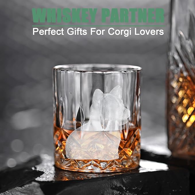 Corgi Dog gifts 3D Ice Cube Mold, Admaison Ice Cube Tray with Funnel for Cocktails, Bourbon,Brandy, Whiskey Gifts for Men, Silicone Fun Shapes Black (Corgi)
