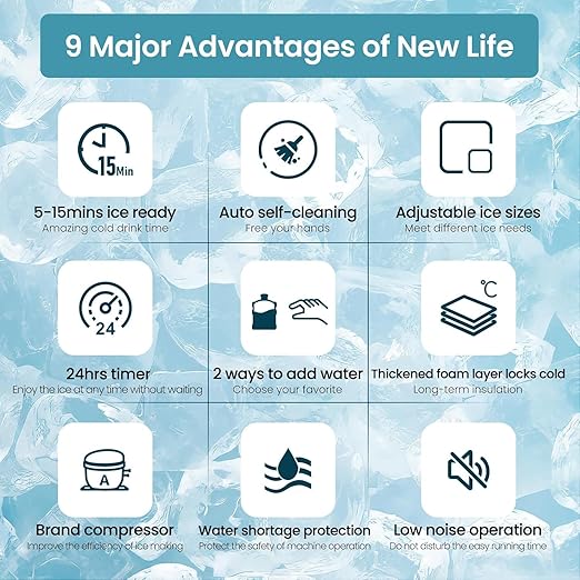 Antarctic Star Countertop Ice Maker Machine, 30lbs/24Hrs, 3 Thickness Ice Cubes, 16Pcs/13 Mins,2 Ways to Add Water, Self-Cleaning Ice Cube Maker w/Basket and Scoop for Home/Kitchen/Camping/RV (Grey)