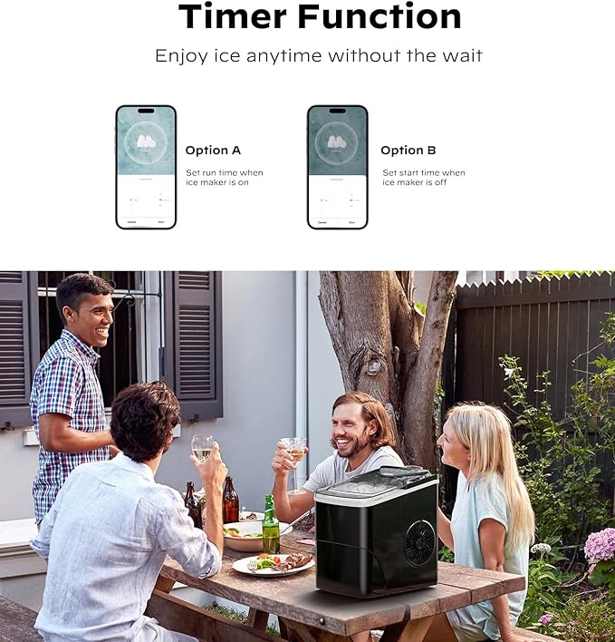Silonn Smart Countertop Ice Maker, Compact Wi-Fi Ice Maker with App Control, 9 Cubes in 6 Mins, 26 lbs per Day, 2 Ice Cube Sizes, Portable Ice Maker with Self-Cleaning for Kitchen/Office/RV