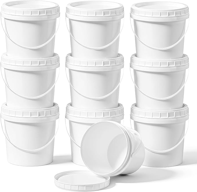ASEVAT 10 Pack Screw Top Food Storage Containers with Lids, 33oz White Plastic Jars for Kitchen Pantry Organization – Opaque Dry Food Canisters for Flour, Sugar, Rice & Slime – BPA Free & Stackable
