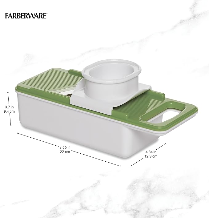 Farberware Mandoline Vegetable Slicer with 4 Blades and Container, BPA‑Free, Dishwasher Safe, Multicolored