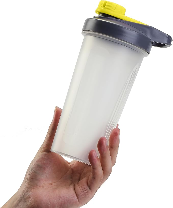 Mr. Pen- Shaker Bottles for Protein Mixes with Twist Cap, 28 oz, Gray/Yellow, Protein Shaker Bottle with Wire Whisk Ball