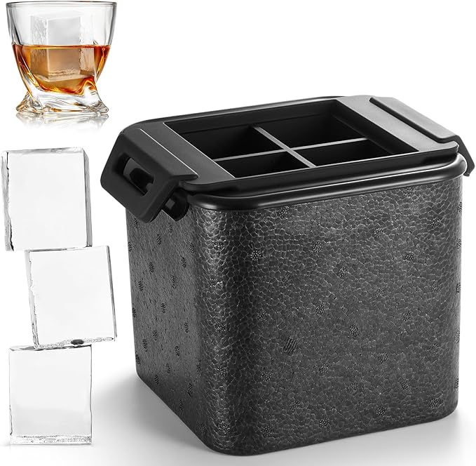 Clear Square Ice Cube Maker Mold for Whiskey Bourbon, Whiskey Gifts for Men, Bourbon Gifts Stocking Stuffers for Men Bartender