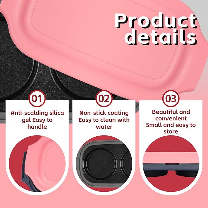 Microwave Egg Cooker, Quick-Heat Poacher Fryer with Lid, for Breakfast Sandwiches Dishwasher Safe Portable Multi-Use Egg Cooker Easy to Use and Clean (pink)