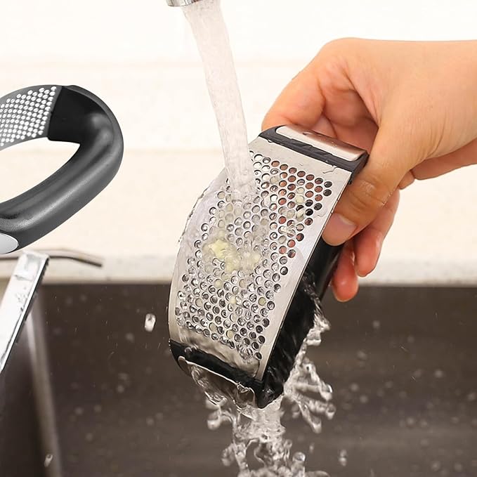 Garlic Press Rocker Stainless Steel, Garlic Crusher & Mincer Tool, Ergonomic Rocking Garlic Press for Easy Crushing, Kitchen Garlic Masher for Home Cooking