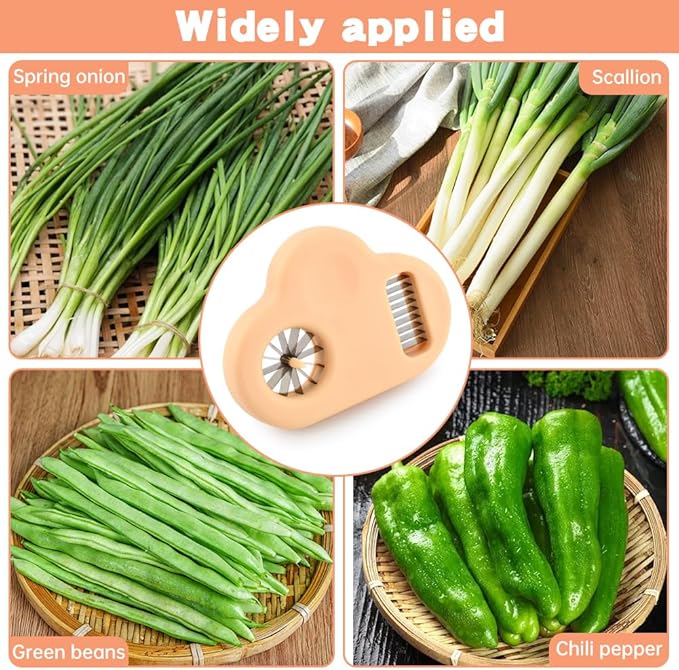 Green Onion Shredder & Slicer, 12 Blade Stainless Steel Scallion Cutter with Safety Design, Removable Blade Bean Slicer, Perfect for Blooming Onion, Chili & Celery(COLOR:orange)