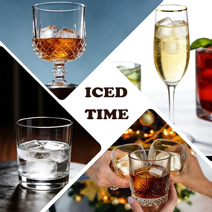 Large Square Ice Cube Molds (2-Pack),Silicone Ice Cube Trays for Freezer with Lid,Easy Release Stackable 2 inch Huge Cubed Ice Trays for Whisky