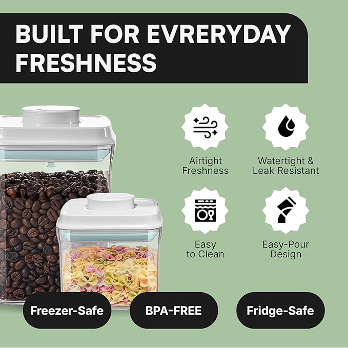 Bop Top Airtight Food Storage Containers with Lid 6 Cups / 50 oz | Kitchen Canister Sets | Air Tight Pantry Container | Pop Top Dry Food Storage Containers for Snacks, Sugar, Flour, Baking, Pasta