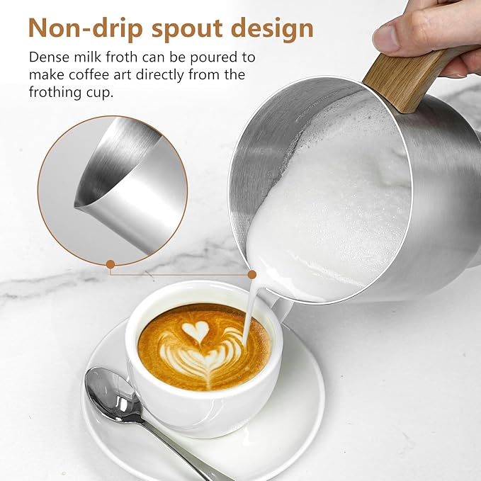AMZCHEF 8-IN-1 Milk Frother and Steamer 550 Watts, 21oz & 13.5oz Split Stainless Steel Automatic Steamer, Milk's Warmer for Latte, Cappuccino, Hot and Cold Froth, Heated Milk, Hot Chocolate, Baby Food