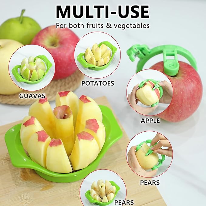 Apple Peeler Corer Slicer, 3.86 Inch Orbital Pear Peeler, Manual Apple Cutter Tool In 8 Slices for Potato Peach Kiwi Fruits