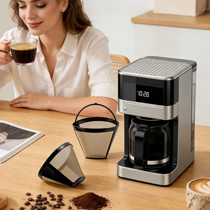Coffee Filters #4 for Braun Coffee Maker, 2 Pack Reusable Cone Coffee Filters for Braun drip coffee maker 12 cup